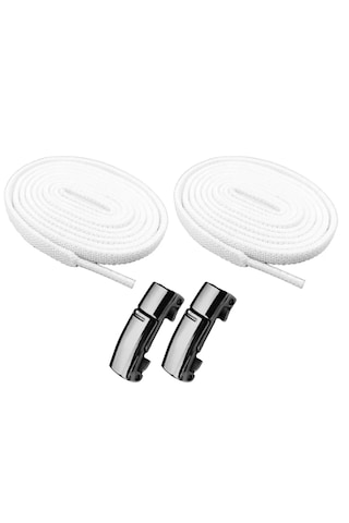 Elastik Beyaz Akıllı Kilitli Bağcık Mıknatıslı Tak Bırak 100 Cm