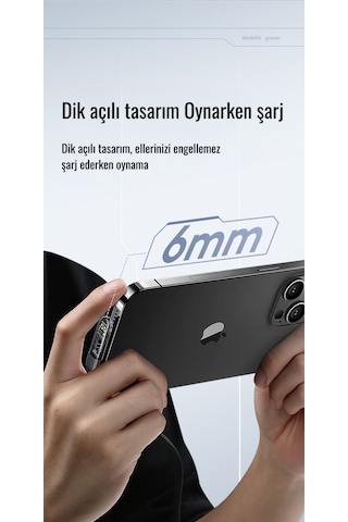 Usams Sj583 20w Lightning To Type-c Dirsek Hızlı Şarj Ve Veri Kablosu 1.2m Şeffaf Siyah