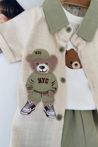 Miniğimin Cicileri Bear Panç İşleme Detaylı Erkek Bebek 3 Lü ... Yeşil