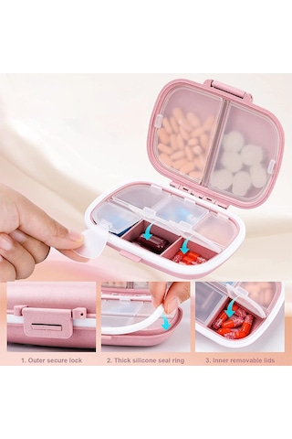 Vkemall Günlük İlaç Organizatörü - 8 Bölmeli Seyahat İlaç Kutusu 2 Adet