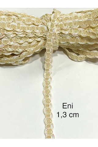 Dekoratif Şerit / Örtü Koltuk Seccade Şeriti Harcı / 16 Metre / Beyaz & Sedefli Sim
