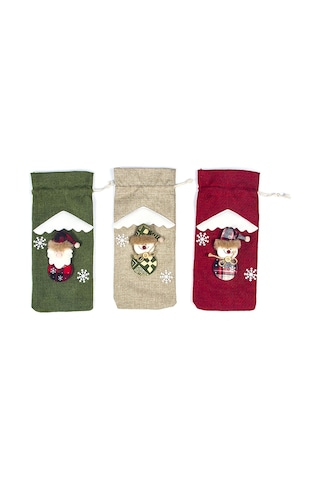 Qingmipy Noel Şarap Flaske Kılıfı, Santa Ve Kar Tanesi Desenli, Ayarlanabilir Kapanma, Noel Partisi Dekorasyonu, Hediye Çantası Kırmızı, 31 14cm