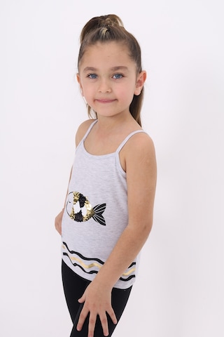 Toontoy Kids Toontoy Kız Çocuk Pul İşlemeli Balık Nakış Askılı Atlet Gri Melanj