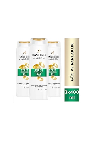 Pro-v Güç & Parlaklık 3 Ü 1 Şampuan 400ml Zayıf Ve Mat Saçlar X 3 Adet" Tüm Saç Tipleri