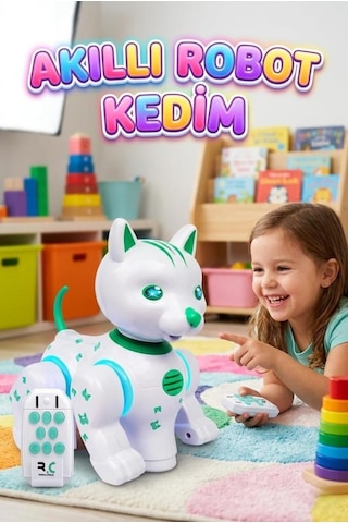 Akıllı Müzikli Robot Kedi Uzaktan Kumandalı, Dans Eden, Hikaye Anlatan Eğitici Oyuncak - Led Işıklı