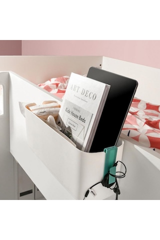 Yatak Başı Plastik Saklama Caddy'si Çıkarılabilir Kancalı Asılı Sepet Eşya Kutusu Turuncu