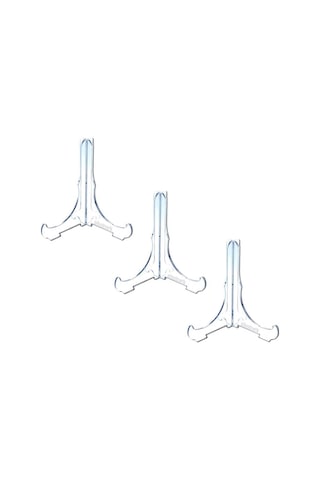 3 Adet 9x8cm Küçük Boy Tabak Ayağı 1no Çerçeve Tabak Sergileme Standı 2li Geçme Model Şeffaf Plastik Dekoratif Genel
