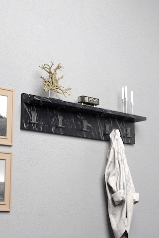 Askılık Duvar Elbise Askılığı Portmanto 80 Cm Bendir Düz Siyah