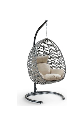 Eymense Class Rattan Salıncak Gri Krem
