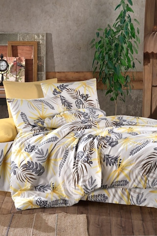 Evlen Home Chery %100 Pamuk Nevresim Takımı Çift Kişilik 4 Parça Bej