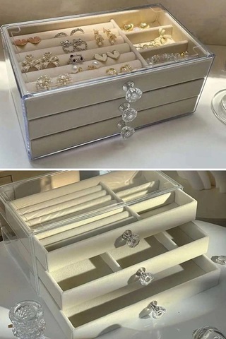 Üç Katlı Çekmeceli Takı Kozmetik Organizer Çok Renkli