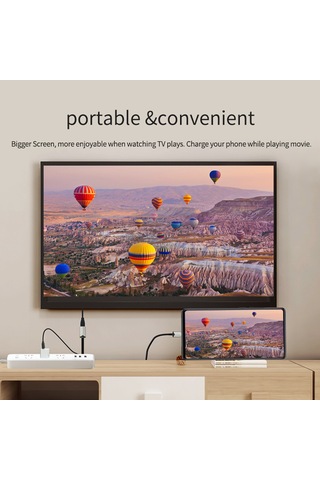 Xiyyadms Mirascreen Tc02 Type-c'den Hd'ye 4k 30hz Ekran Yansıtıcı Kablosu, Usb Beslemeli, Plug And Play, Gümüş-siyah