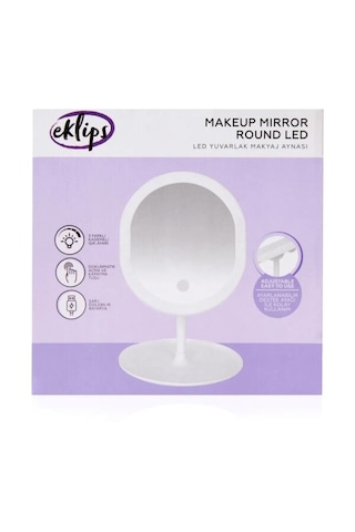 Eklips 3 Renk Led'li Taşınabilir Şarjlı Işıklı Oval Makyaj Aynası Beyaz