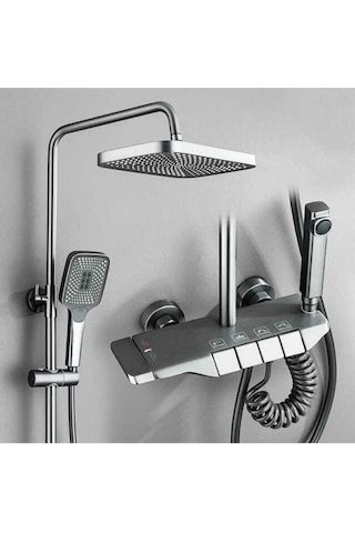 Fleko Gri Piyano Duş Seti Banyo Dekor Banyo Duş Seti Antrasit Duş Seti Diğer