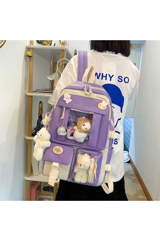 Sımıcg Öğrenci Büyük Kapasiteli Okul Çantası 5 Adet Mor