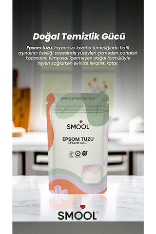 Smool Epsom Tuzu X3 1000 Grx3 , Ingiliz Tuzu, Magnezyum Sülfat, Katkısız, Doğal 3 Kg