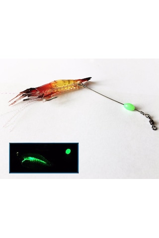 PROFISHER Silikon Yapay Fosforlu Karides Sahte Yem (A) Bordo