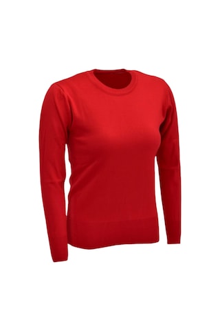 Kadın Sıfır Yaka Spor Kazak Bgl-st04085 Kırmızı