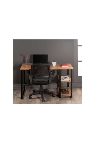 Ahsap Metal Çalisma Masasi Ofis, Bilgisayar, Laptop Kahverengi 114x53x70 Cm