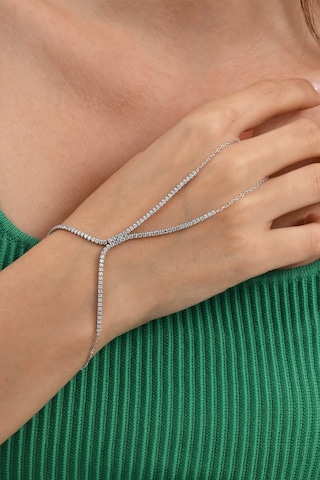 Gümüş Rodyumlu Zirkon Taşlı Su Yolu Modeli Şahmeran Barcode Beyaz - Rose Gold