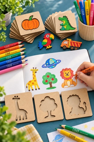 Kk Swords Montessori Çocuklar Boyama Eğitici Ahşap Şablonlar Yap Boz Oyuncak
