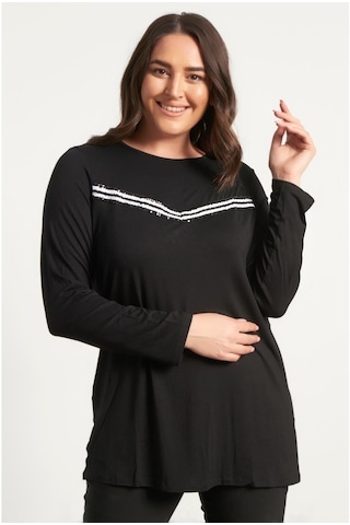 Myline Kadın Payet Şeritli Bluz 24075 Siyah