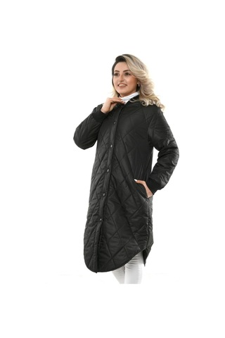 Vetre Kadın Ribanalı Kapitone Mont Siyah 1036 Çok Renkli