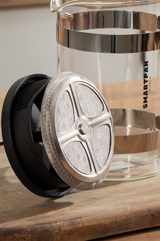 Porsima Smartpan Bv008 French Press Paslanmaz Çelik Süzgeçli Cam Bitki Çayı Demliği Kahve Presi - 800 Ml Siyah