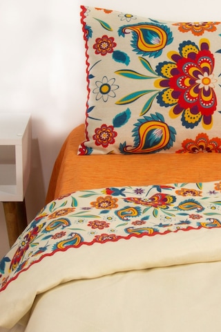 Vionel Home Karnaval Çift Kişilik Nevresim Takımı Krem - Turuncu