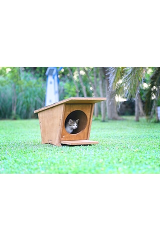 MANDU Ahşap Mini Kedi Evi (Yeni Doğan evi)