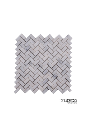 TUQCO Doğaltaş Herringbone Carrara Eskitme Mermer Mozaik