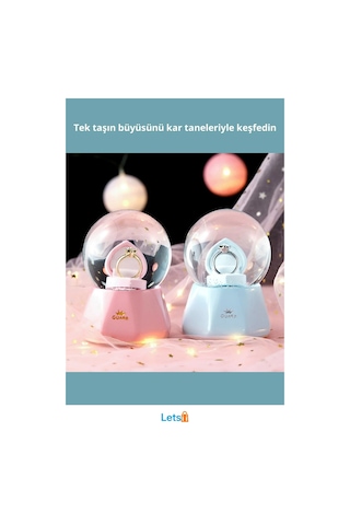 Tek Taş Yüzük Tasarımlı Büyük Boy Işıklı Müzikli Kar Küresi 1 Adet