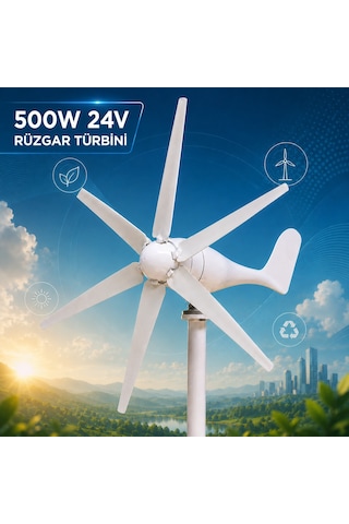 500w Rüzgar Türbini 24v + Şarz Kontrol Cihazı