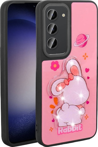 Samsung Galaxy Uyumlu S23 Kılıf Parlayan Kabartmalı İkonik Figürlü Zore Amas Silikon Kapak Pembe