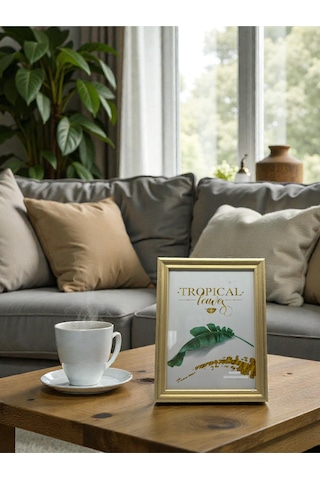 13 x 18 Cm Parlak Camlı Altın Rengi Dekoratif Kontrast Fotoğraf / Anı Çerçevesi