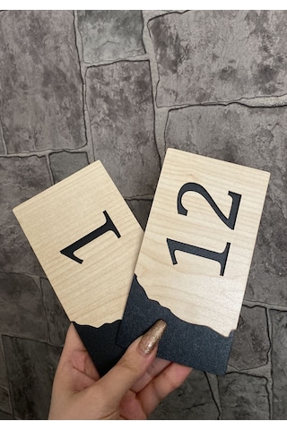 Meşe Serisi 1-12 Arası 12 Adet MDF Kapı Numarası