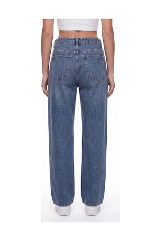 CEMO Kadın Yüksek Bel Wide Leg Denim Jean Pantolon Mavi
