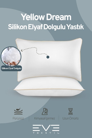 Eve Tekstil 10 Adet Yellow Dream Serisi Fermuarlı Antialerjik Silikon Elyaf Dolgulu Yastık 50x70cm 1200gr