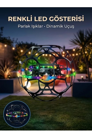 Şarjlı Futbol Topu Tasarımlı Mini Drone Led Aydınlatmalı Akıllı
