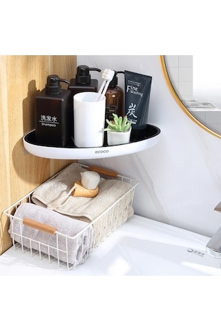 Novahub Siyah Mengnı Köşe Depolama Rafı, Banyo Organizatör, Çok Fonksiyonlu, Ev Boşaltılabilir, Tuvalet Aksesuarları Siyah