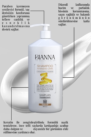 Keratin Özlü Ve Parabensiz Güçlendirici Ve Yenileyici Saç Bakım Şampuanı Büyük Boy - 1000ml Saçşampuan
