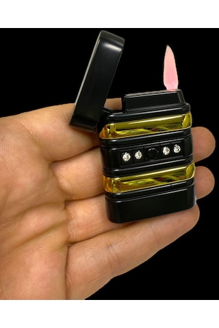 Shayu Pürmüzlü Çakmak Füme Sarı Zirkon Taşlı Füme - Sarı