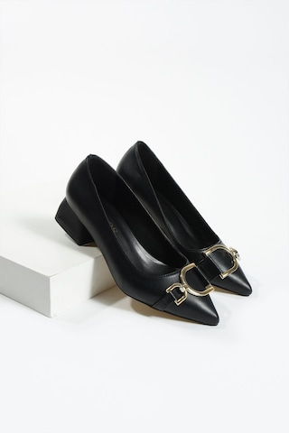 Duxal Shoes Lydia Siyah Toka Detay Kadın Topuklu Ayakkabı Siyah