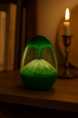 Ofisinize Masaüstü Dekorasyonu Yeşil Kum Saati Volkan Patlaması Efekti Ev Ofis Masa Üstü Hediyelik Dekoratif Obje