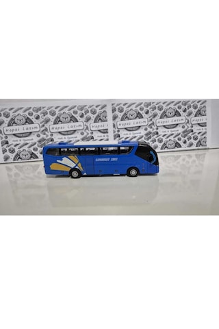 Sesli Işıklı Metal Otobüs Oyuncak Mavi Otobüs