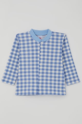 Breeze Erkek Bebek Pijama Takımı Ekose Desenli Önden Çıtçıtlı 4 Ay-1 Yaş, Mavi