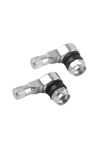 Konesam Alüminyum Alçıksız Motosiklet Lastik Valfi Gümüş - 90 Derece, Hava Basıncı Kontrolü, Kaçak Engelleme, 1 Çift