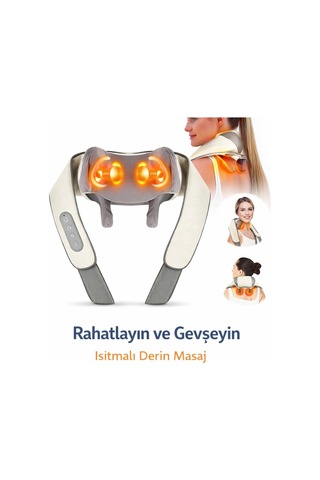 Isıtmalı Boyun Ve Omuz Masaj Aleti Derin Yoğurma Masajlı Masaj Cihazı Model Teeknelerr Çok Renkli