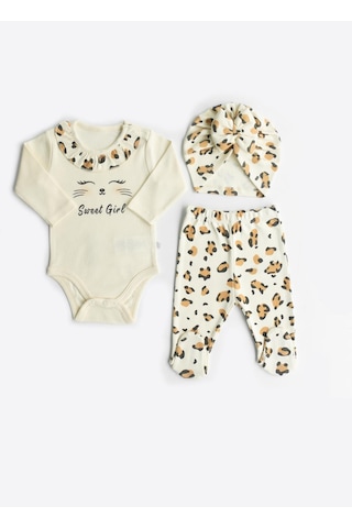 Kitikate Organik Leopar 3'lü Takım Natural Krem