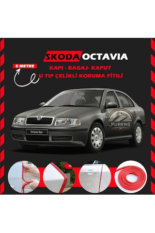 Skoda Octavia Oto Araç Kapı Koruma Fitili 5 Metre Parlak Kırmızı Renk